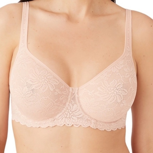 Wacoal Other - Wacoal Soft Sense Blush Lace Underwire Bra Blush Nude 34G Convertible Straps